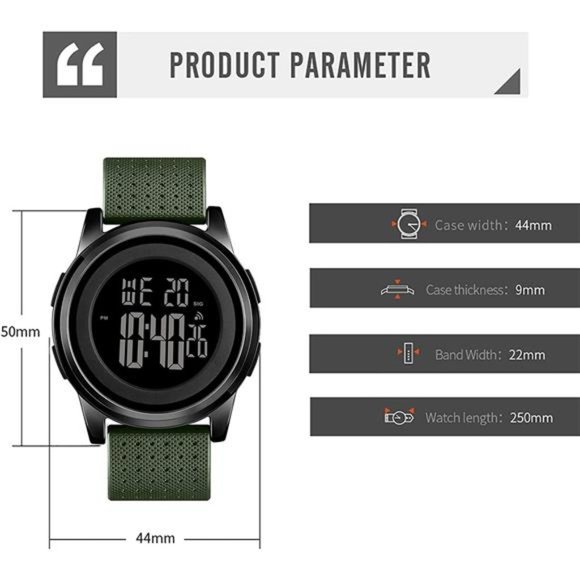 Mens Watch Ultra-Thin Digital Sports Watch Waterproof Stainless Steel Fashion - Picture 2 of 6